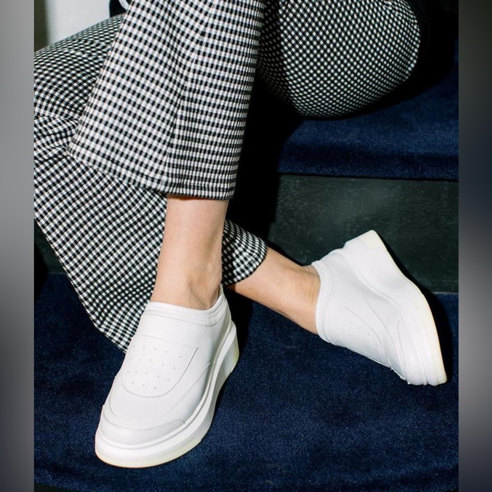 Suzanne Rae white leather clog sneakers